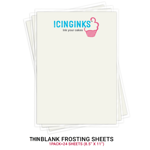 Icinginks Superior Thin Edible Frosting Sheets (8.5 x 11) Pack - 24 Cake Icing