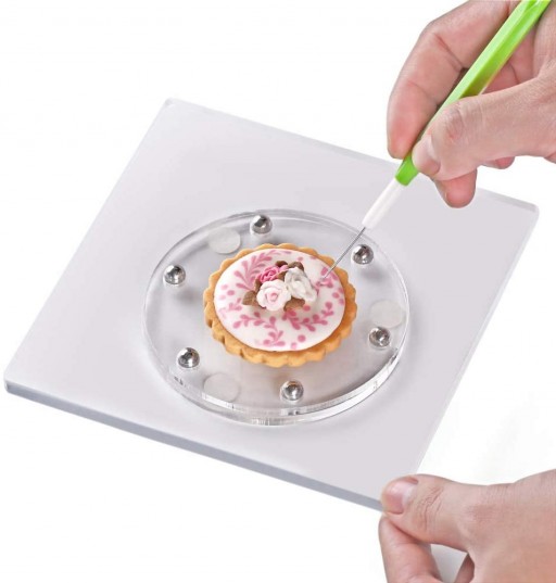 Cookie Turntable, 7 Clear Cookie Decorating Turntable with Clear Top,  Acrylic Bearing Base and Non-Slip Mat Cookie Turntable, Helps Icing Cookies