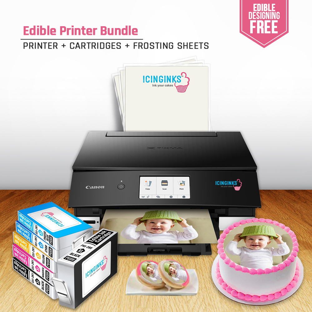 Canon Birthday Cake Topper Image Edible Printer Bundle - Includes  All-In-One Wireless Printer (White), Edible Ink Cartridges, Wafer Sheets  and Printhead Cleaning Kit - Walmart.com