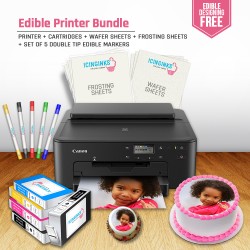 Cake Topper Image Printer, Cake Ink Cartridges, 50 Wafer Sheets, Edible Color Markers & Printhead Cleaning Kit Bundle